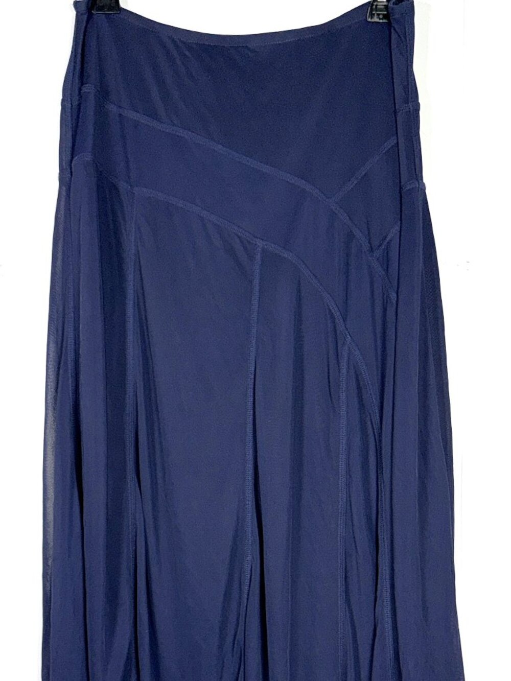 Chicos Navy Blue Maxi Handkerchief Hem Asymmetrical Whimsy Mesh Maxi Skirt 1 M/8